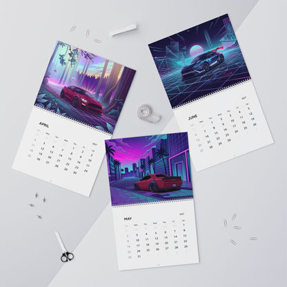 2027 Muscle Car Vaporwave Wall Calendar – American Performance Cars & Retro Neon Artwork Collection