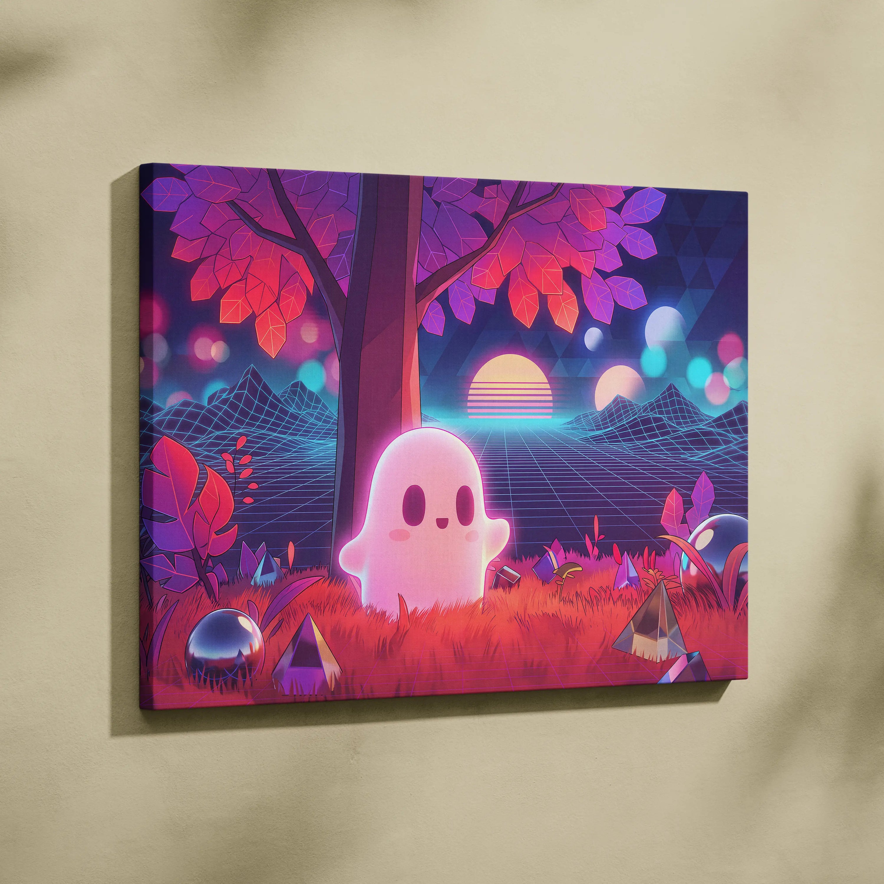 Vaporwave Neon Dream Canvas - Vaporwave Art Neon Pink Purple Blue Living Room Mood Dreamy Neon Atmosphere Decor