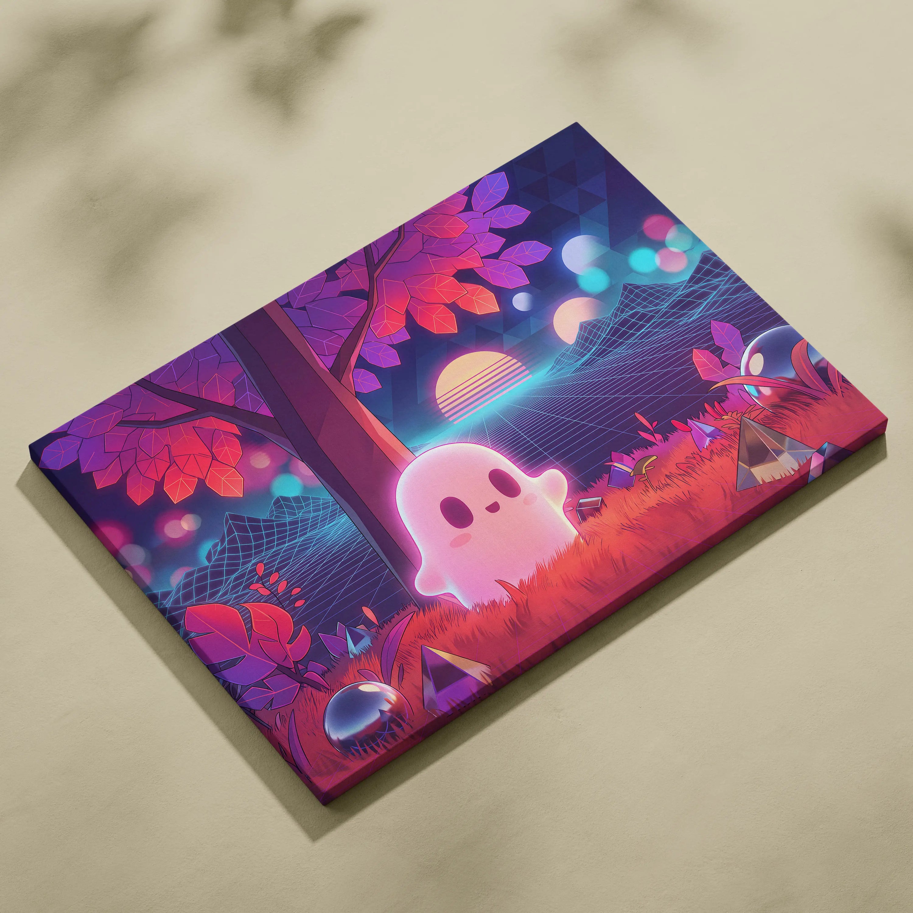 Vaporwave Neon Dream Canvas - Vaporwave Art Neon Pink Purple Blue Living Room Mood Dreamy Neon Atmosphere Decor