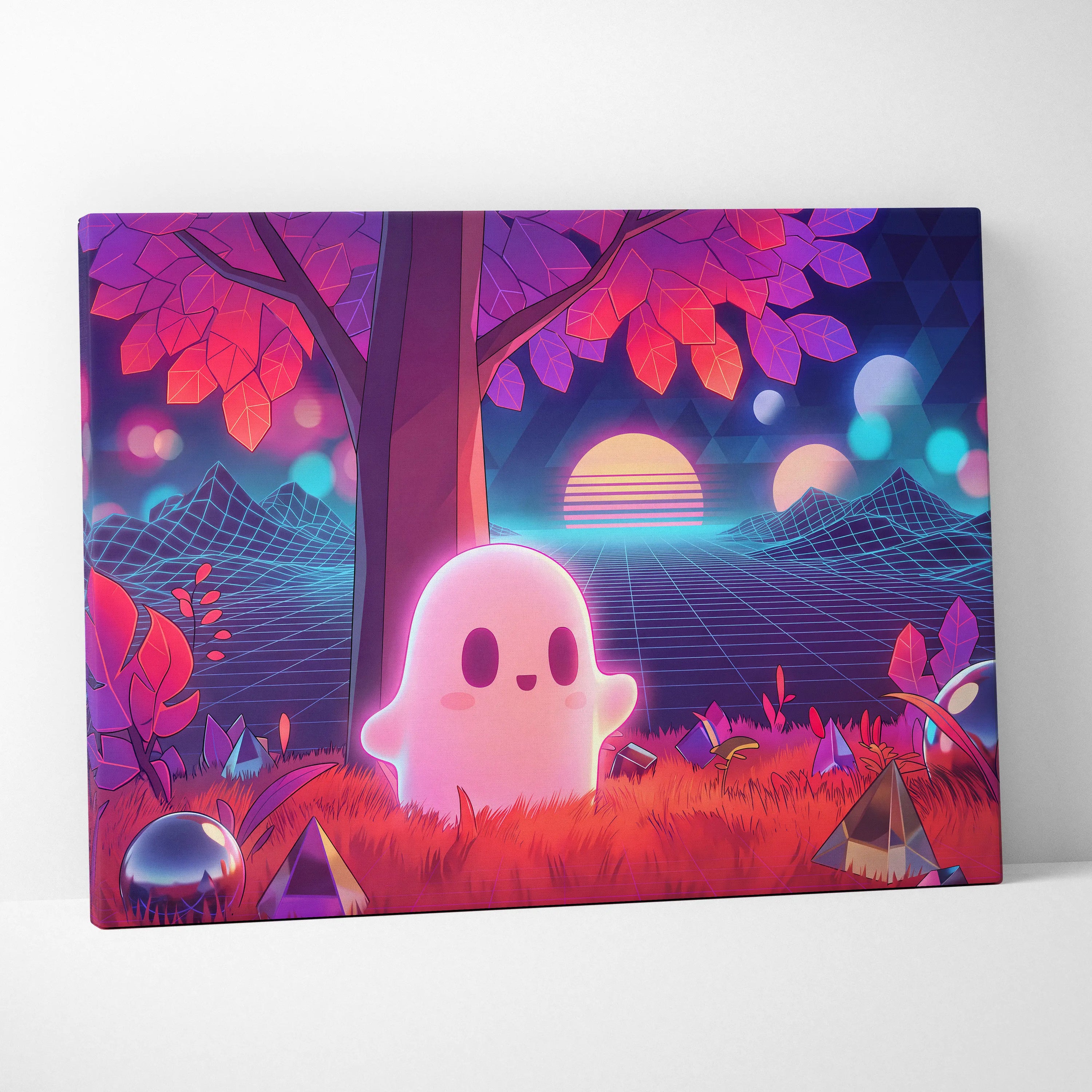 Vaporwave Neon Dream Canvas - Vaporwave Art Neon Pink Purple Blue Living Room Mood Dreamy Neon Atmosphere Decor