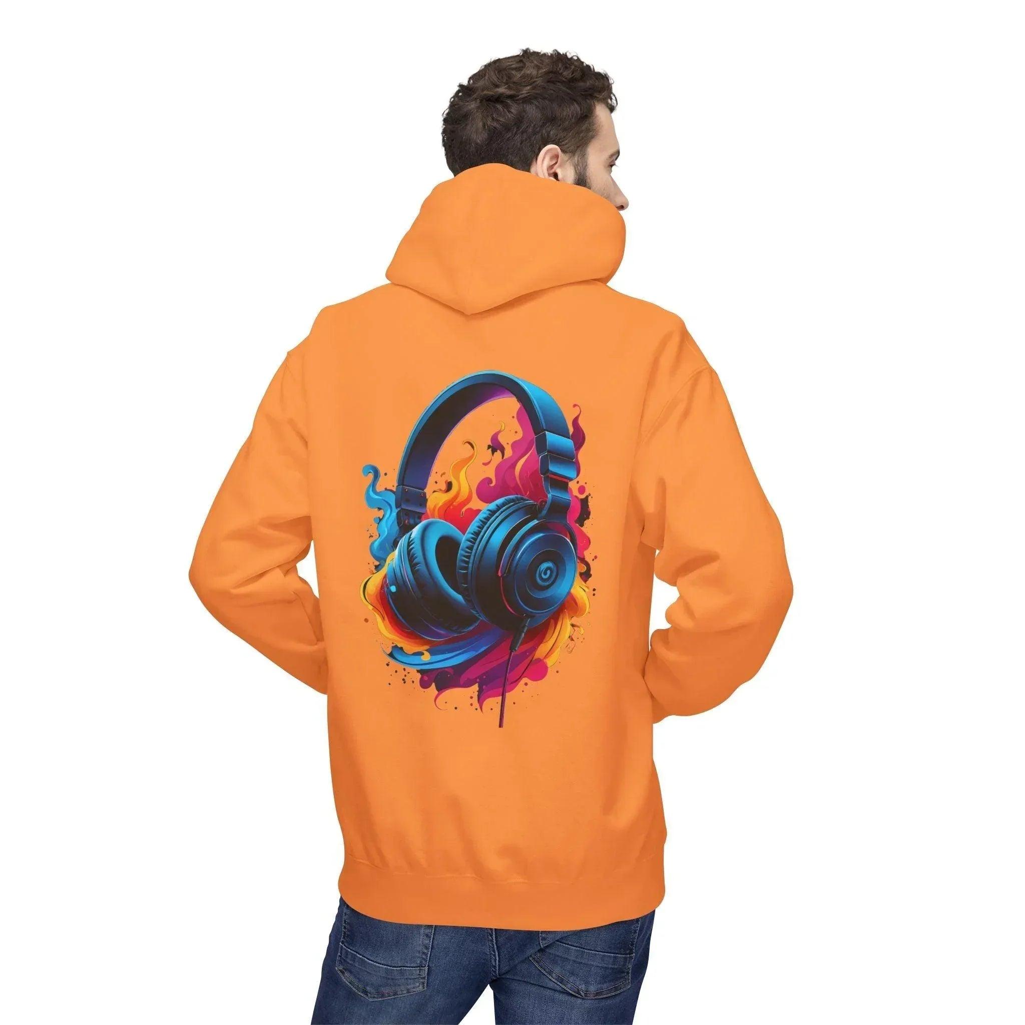 Artistic Vibes Fleece Hoodie with Headphone Design - Ultimate Comfort & Style