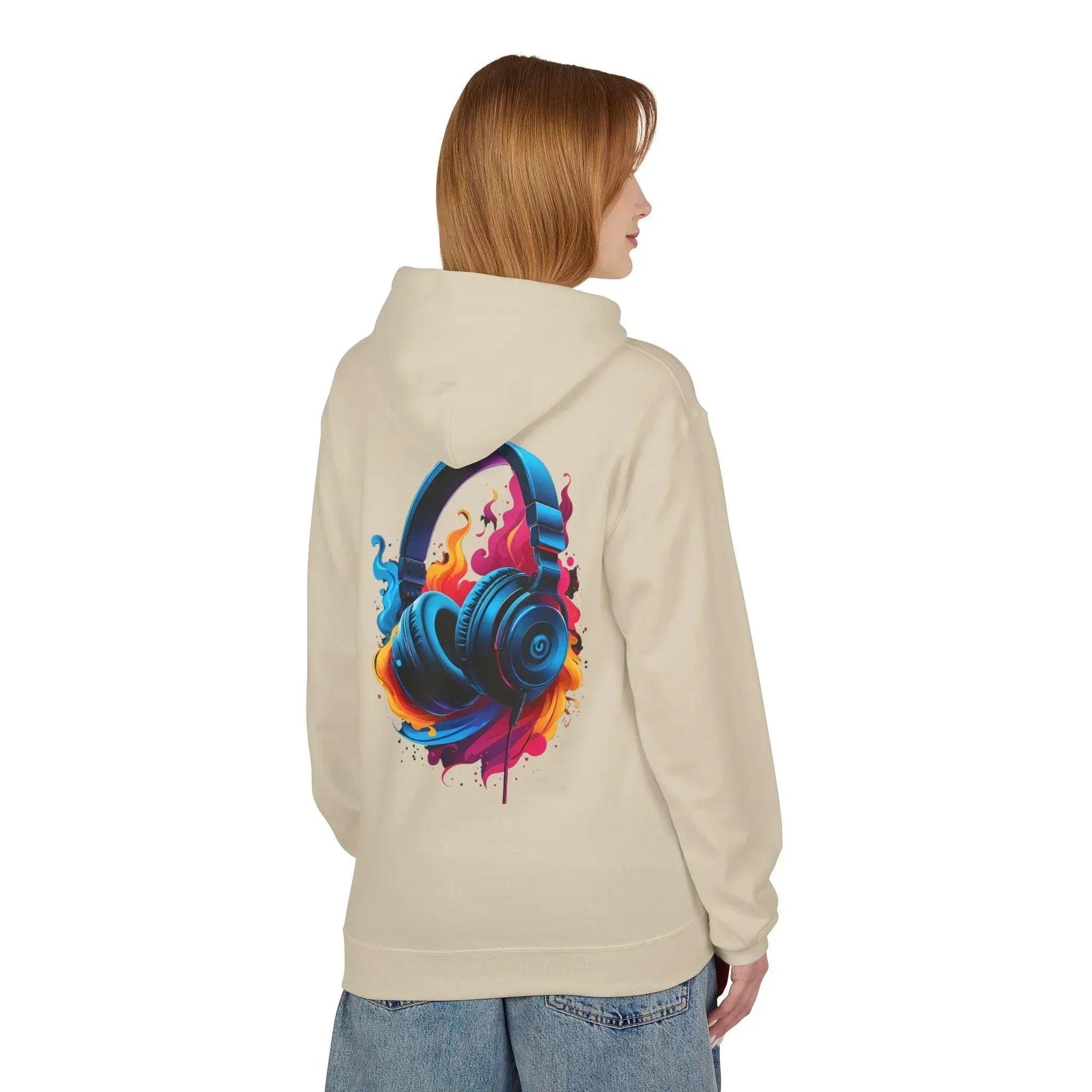 Artistic Vibes Fleece Hoodie with Headphone Design - Ultimate Comfort & Style
