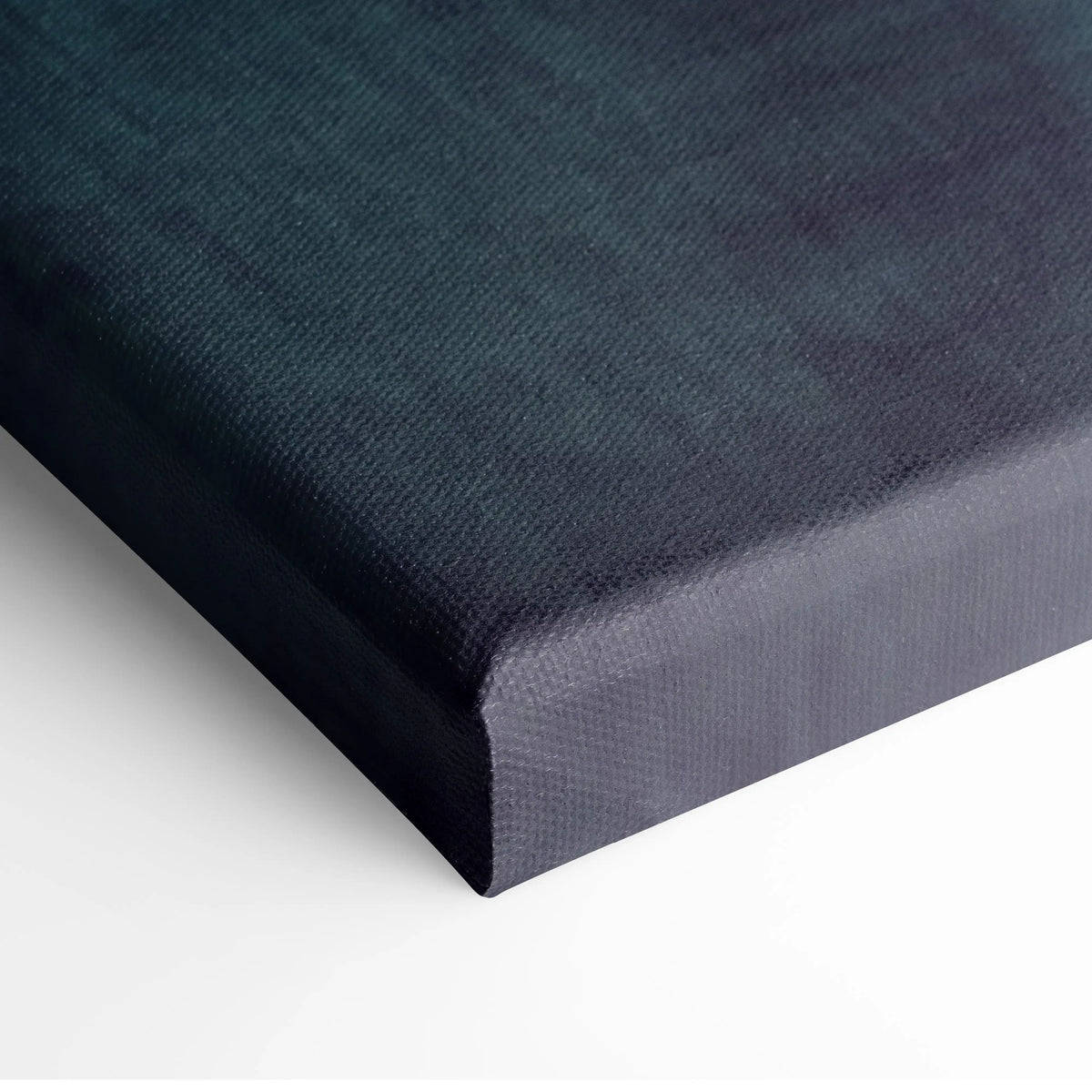 Dark teal Nissan Z inspired automotive canvas print with textured woven fabric and thick gallery-wrapped edges for modern decor