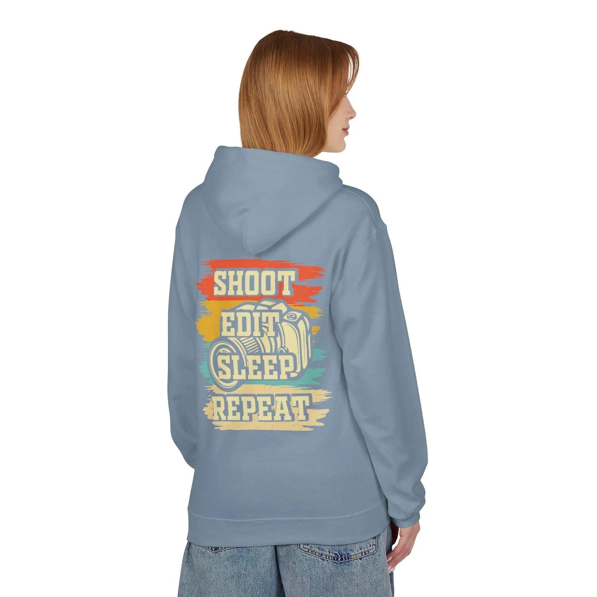 Creative Comfort: "Shoot, Edit, Sleep, Repeat" Fleece Hoodie for Trendsetters