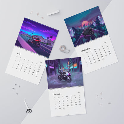 2027 Motorcycle Vaporwave Wall Calendar – Sportbikes, Supersport Motorcycles & Retro Neon Artwork Collection