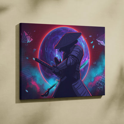 Vaporwave Fantasy Neon Cosmos Wall Art Canvas - Space Figure Neon Pink Purple Blue Living Room Art Vaporwave Mood Canvas