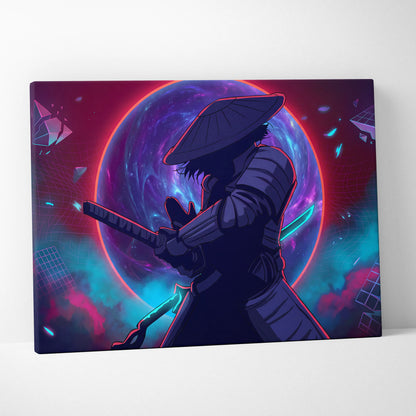 Vaporwave Fantasy Neon Cosmos Wall Art Canvas - Space Figure Neon Pink Purple Blue Living Room Art Vaporwave Mood Canvas