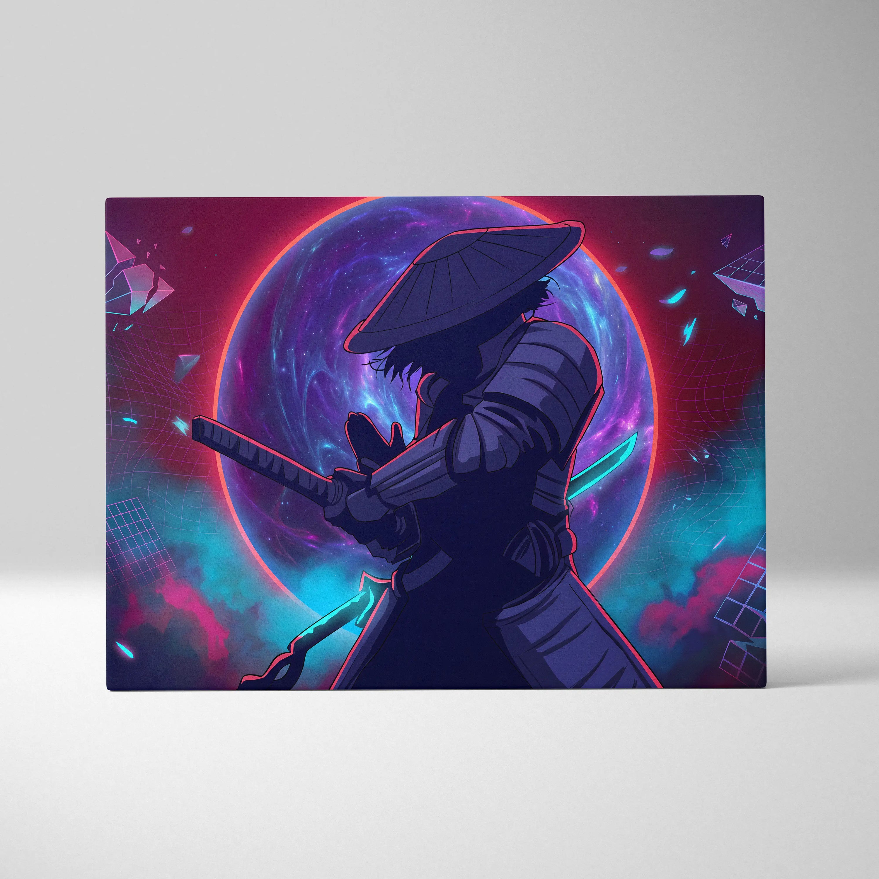 Vaporwave Fantasy Neon Cosmos Wall Art Canvas - Space Figure Neon Pink Purple Blue Living Room Art Vaporwave Mood Canvas