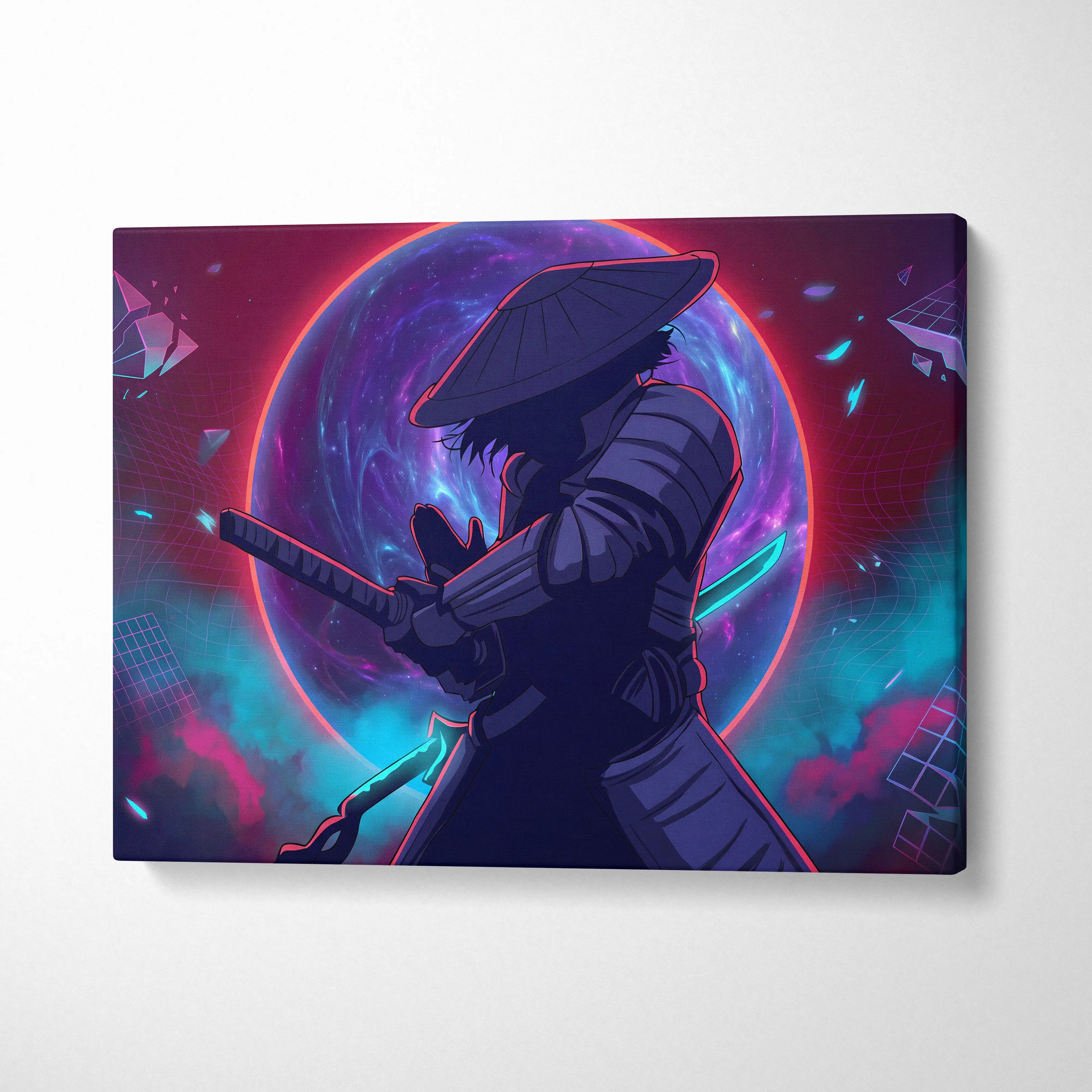 Vaporwave Fantasy Neon Cosmos Wall Art Canvas - Space Figure Neon Pink Purple Blue Living Room Art Vaporwave Mood Canvas