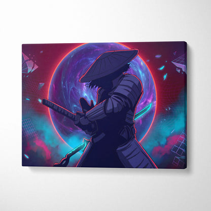 Vaporwave Fantasy Neon Cosmos Wall Art Canvas - Space Figure Neon Pink Purple Blue Living Room Art Vaporwave Mood Canvas