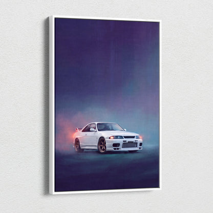 Nissan Skyline GT-R R33 Inspired Car Wall Art - Japanese JDM Canvas Print for Bedroom Decor