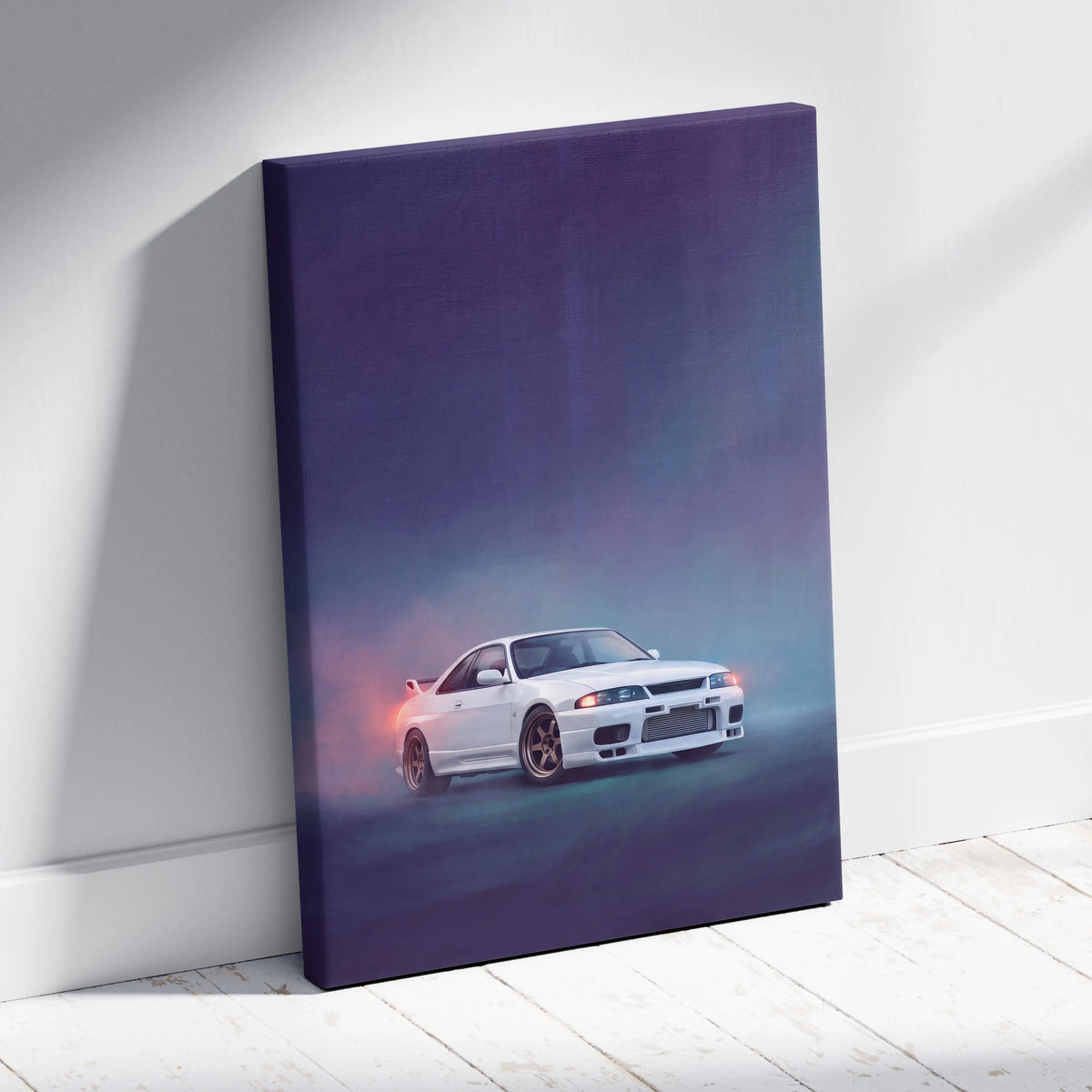 Nissan Skyline GT-R R33 Inspired Car Wall Art - Japanese JDM Canvas Print for Bedroom Decor