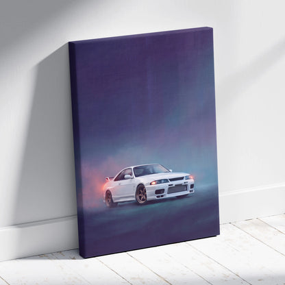 Nissan Skyline GT-R R33 Inspired Car Wall Art - Japanese JDM Canvas Print for Bedroom Decor