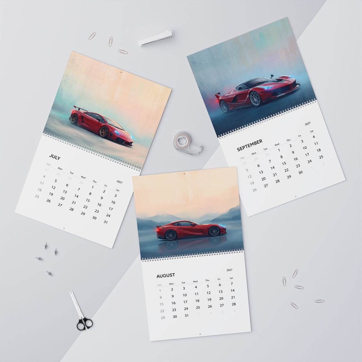 2027 Super Cars Artwork Calendar | Luxury Supercar Wall Calendar