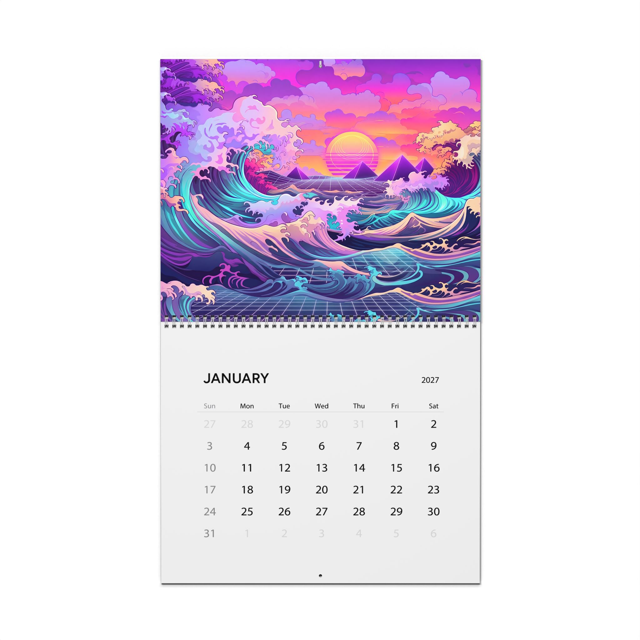 2027 Japanese Vaporwave Artwork Wall Calendar – Neon Japan Inspired Art Collection