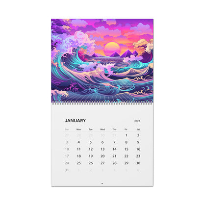 2027 Japanese Vaporwave Artwork Wall Calendar – Neon Japan Inspired Art Collection