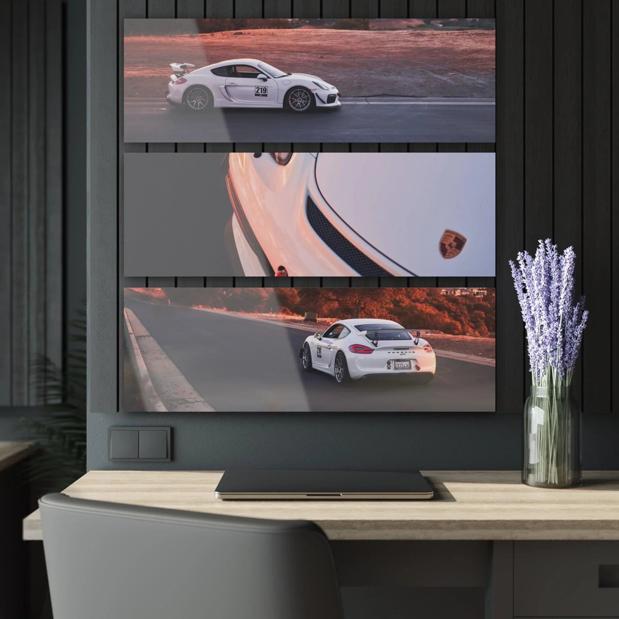 Porsche GT4 3-Piece Acrylic Wall Art #001 for Car Lovers