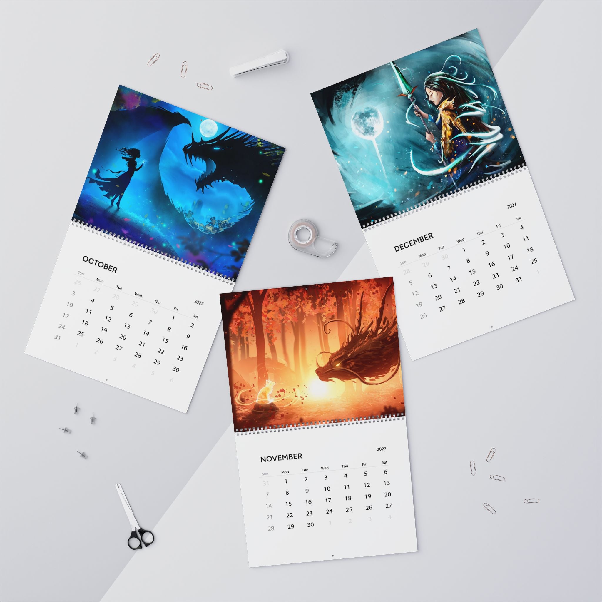 2027 Fantasy Wall Calendar – Epic Character Art, Magical Landscapes & Dreamlike Worlds