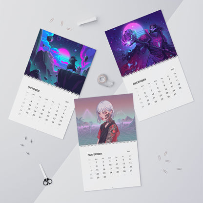 2027 Fantasy Artwork Calendar – Colorful Vaporwave Inspired Art & Neon Designs