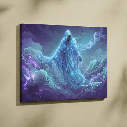 Vaporwave Neon Oracle Canvas - Vaporwave Oracle Neon Blue Purple Living Room Retrofuturism Mood Neon Wall Art Canvas