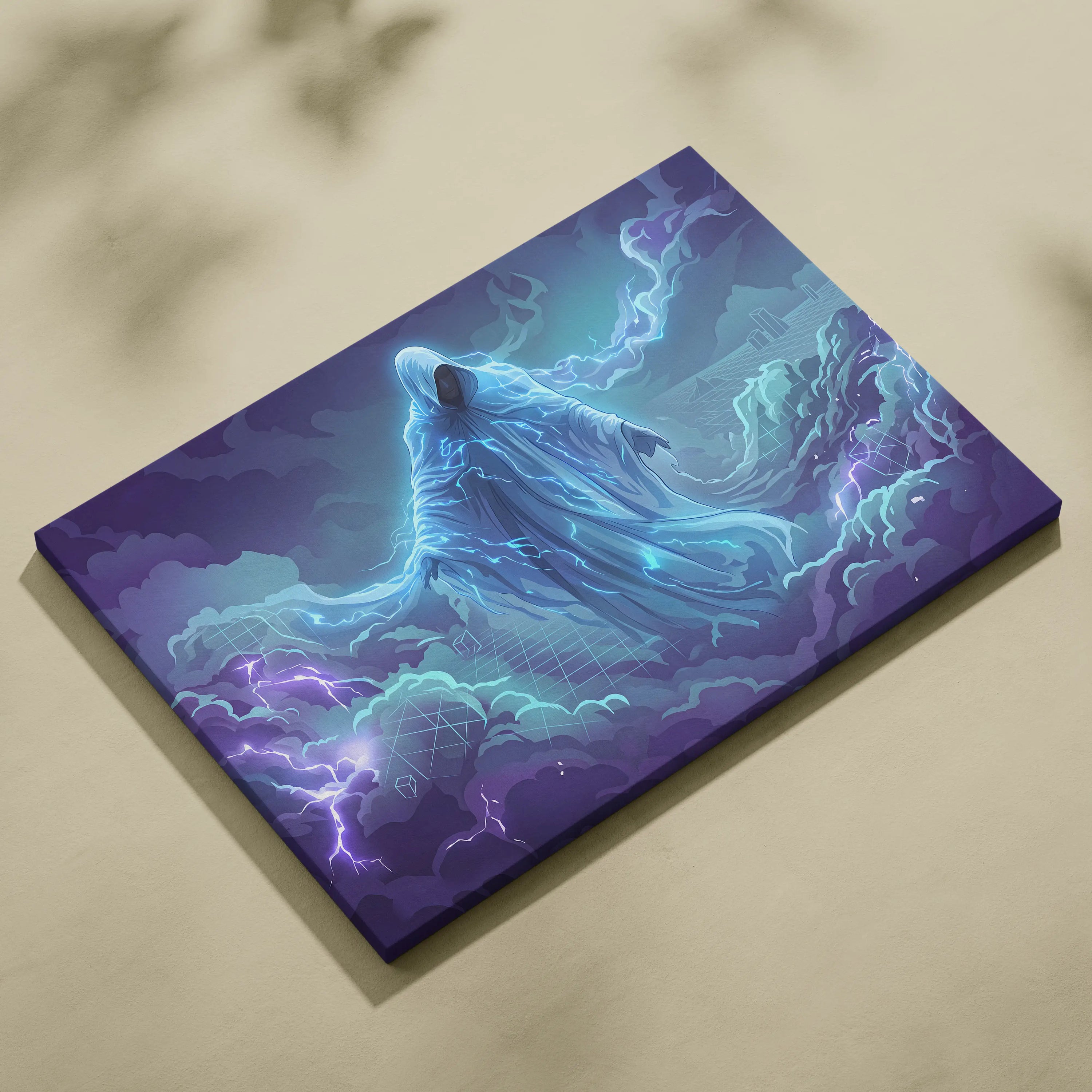 Vaporwave Neon Oracle Canvas - Vaporwave Oracle Neon Blue Purple Living Room Retrofuturism Mood Neon Wall Art Canvas