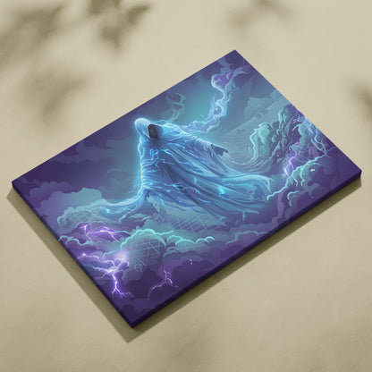 Vaporwave Neon Oracle Canvas - Vaporwave Oracle Neon Blue Purple Living Room Retrofuturism Mood Neon Wall Art Canvas