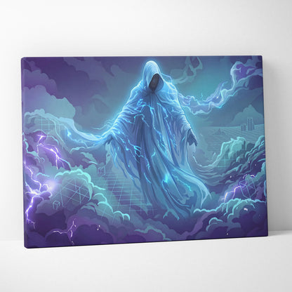Vaporwave Neon Oracle Canvas - Vaporwave Oracle Neon Blue Purple Living Room Retrofuturism Mood Neon Wall Art Canvas