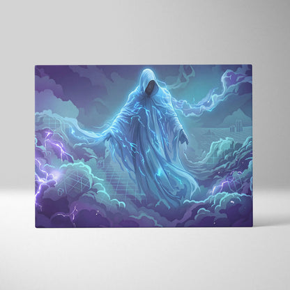 Vaporwave Neon Oracle Canvas - Vaporwave Oracle Neon Blue Purple Living Room Retrofuturism Mood Neon Wall Art Canvas