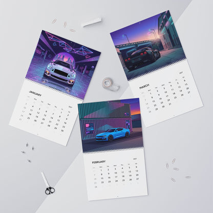 2027 Muscle Car Vaporwave Wall Calendar – American Muscle, Classic Performance Cars & Retro Neon Artwork