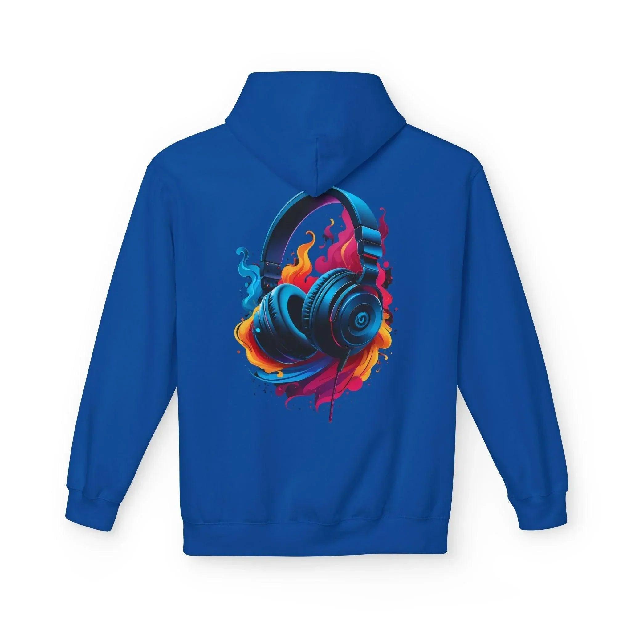 Artistic Vibes Fleece Hoodie with Headphone Design - Ultimate Comfort & Style