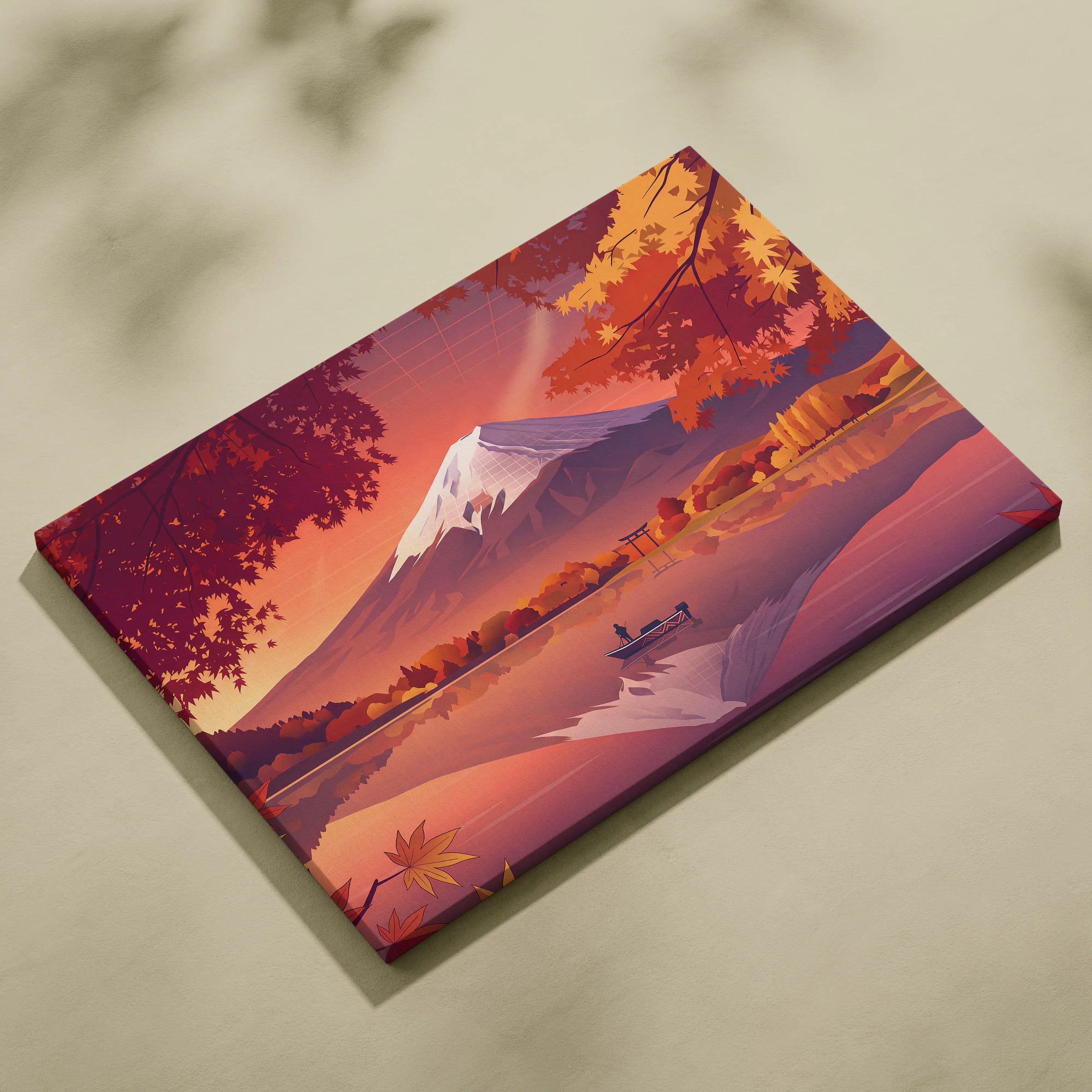 Vaporwave Neon Mountain Canvas - Vaporwave Landscape Neon Pink Purple Living Room Retro Dreamy Mood Modern Canvas Art