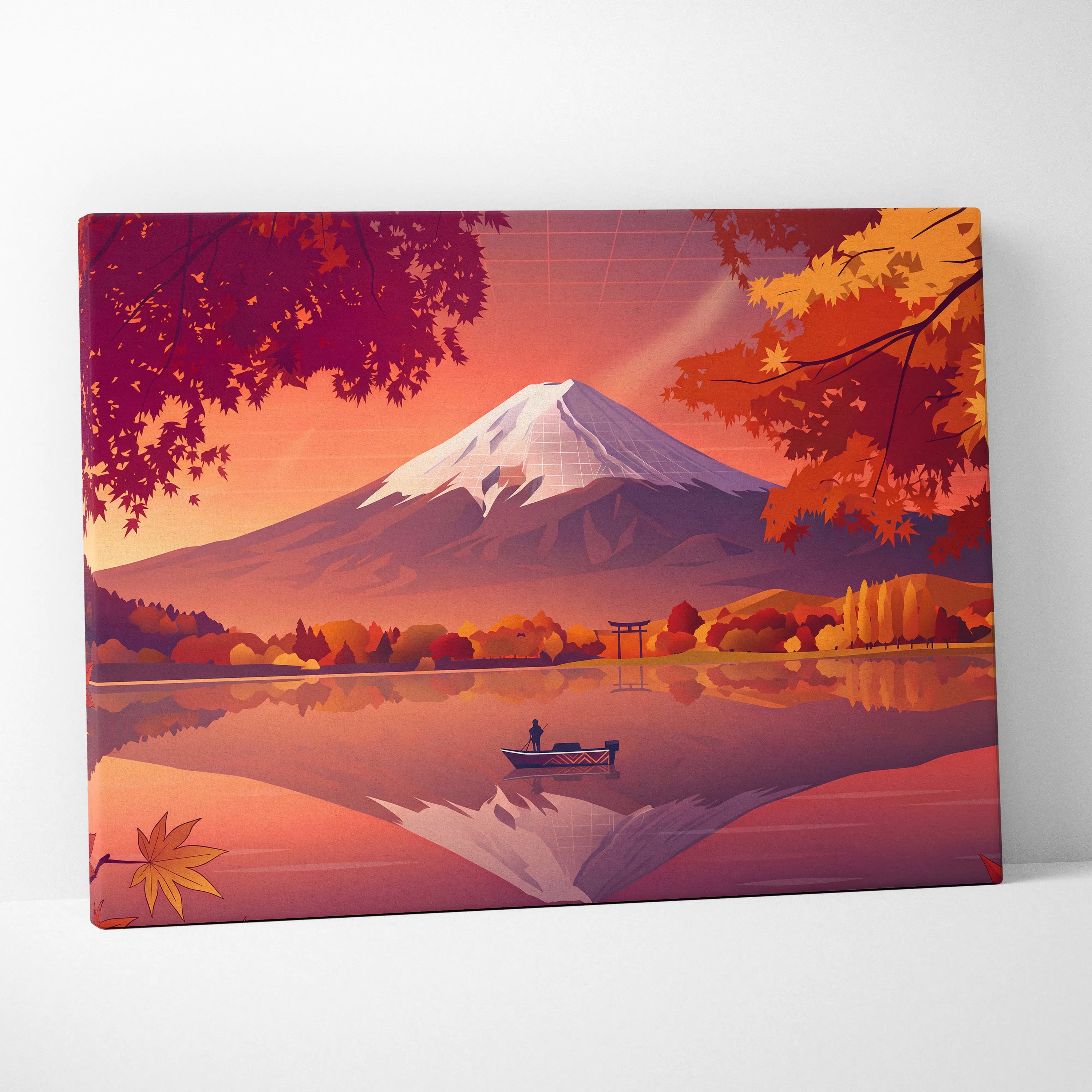 Vaporwave Neon Mountain Canvas - Vaporwave Landscape Neon Pink Purple Living Room Retro Dreamy Mood Modern Canvas Art