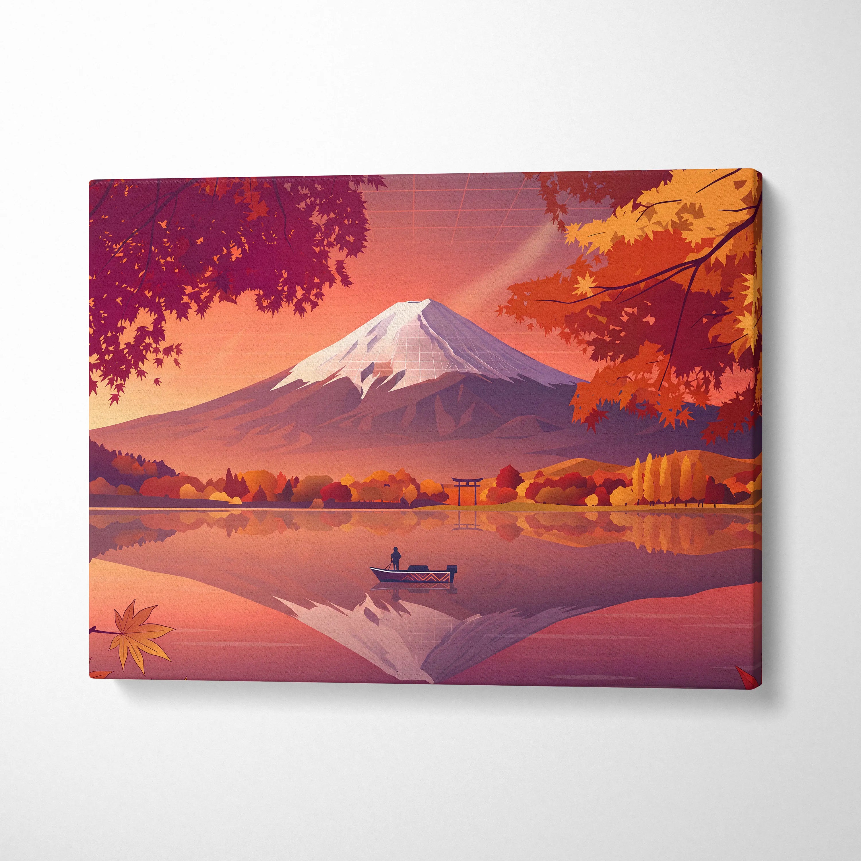Vaporwave Neon Mountain Canvas - Vaporwave Landscape Neon Pink Purple Living Room Retro Dreamy Mood Modern Canvas Art