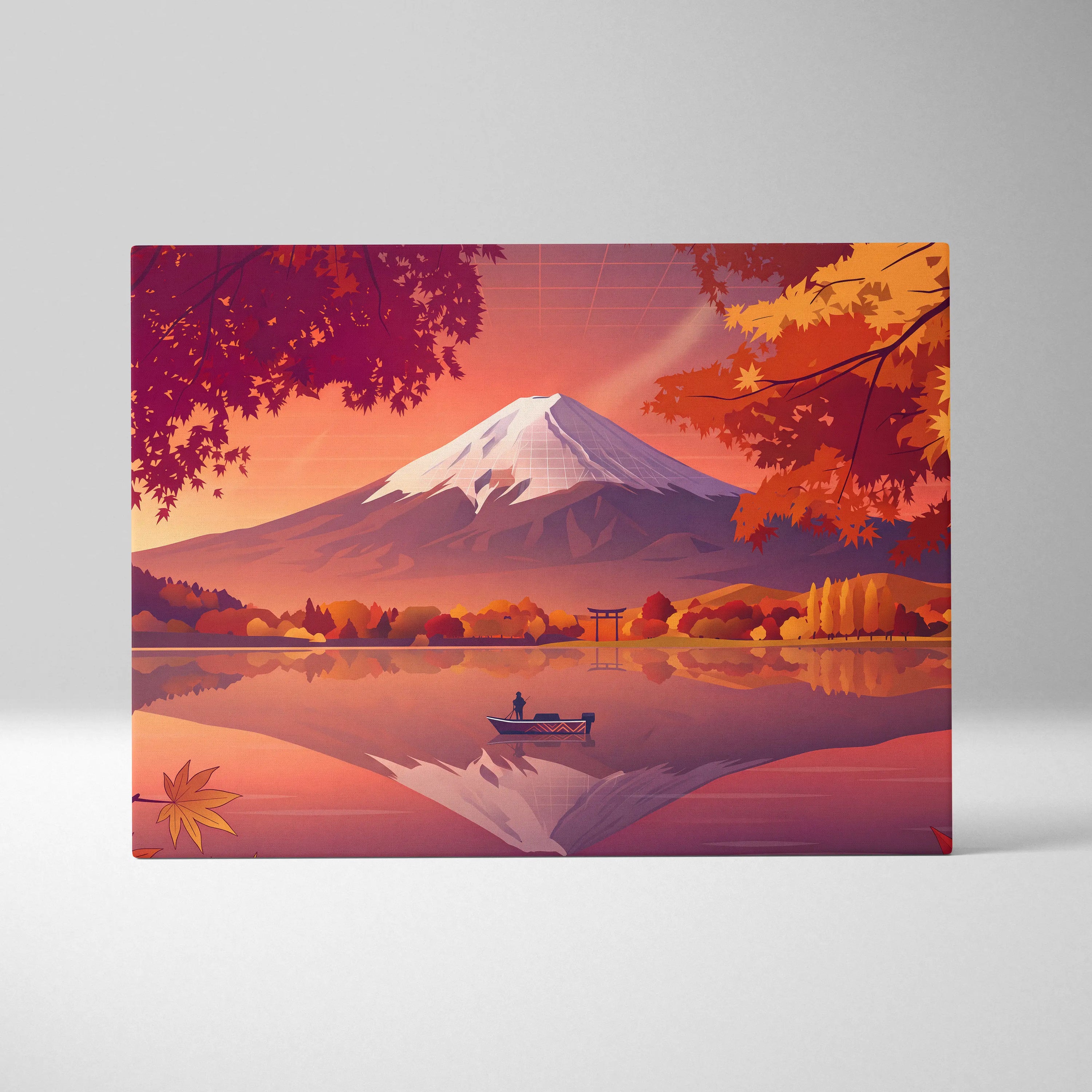Vaporwave Neon Mountain Canvas - Vaporwave Landscape Neon Pink Purple Living Room Retro Dreamy Mood Modern Canvas Art