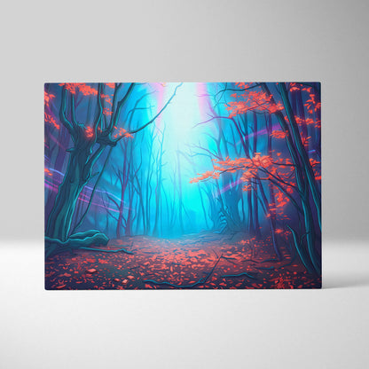 Neon Forest Vaporwave Canvas - Vaporwave Landscape Neon Blues Pink Living Room Retro Futurism Dreamy Atmosphere Wall Art