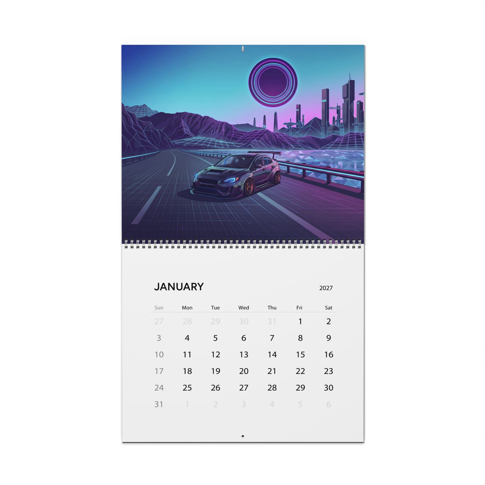 2027 Japanese Car Vaporwave Wall Calendar – JDM Performance, Street Cars & Neon Artwork Collection