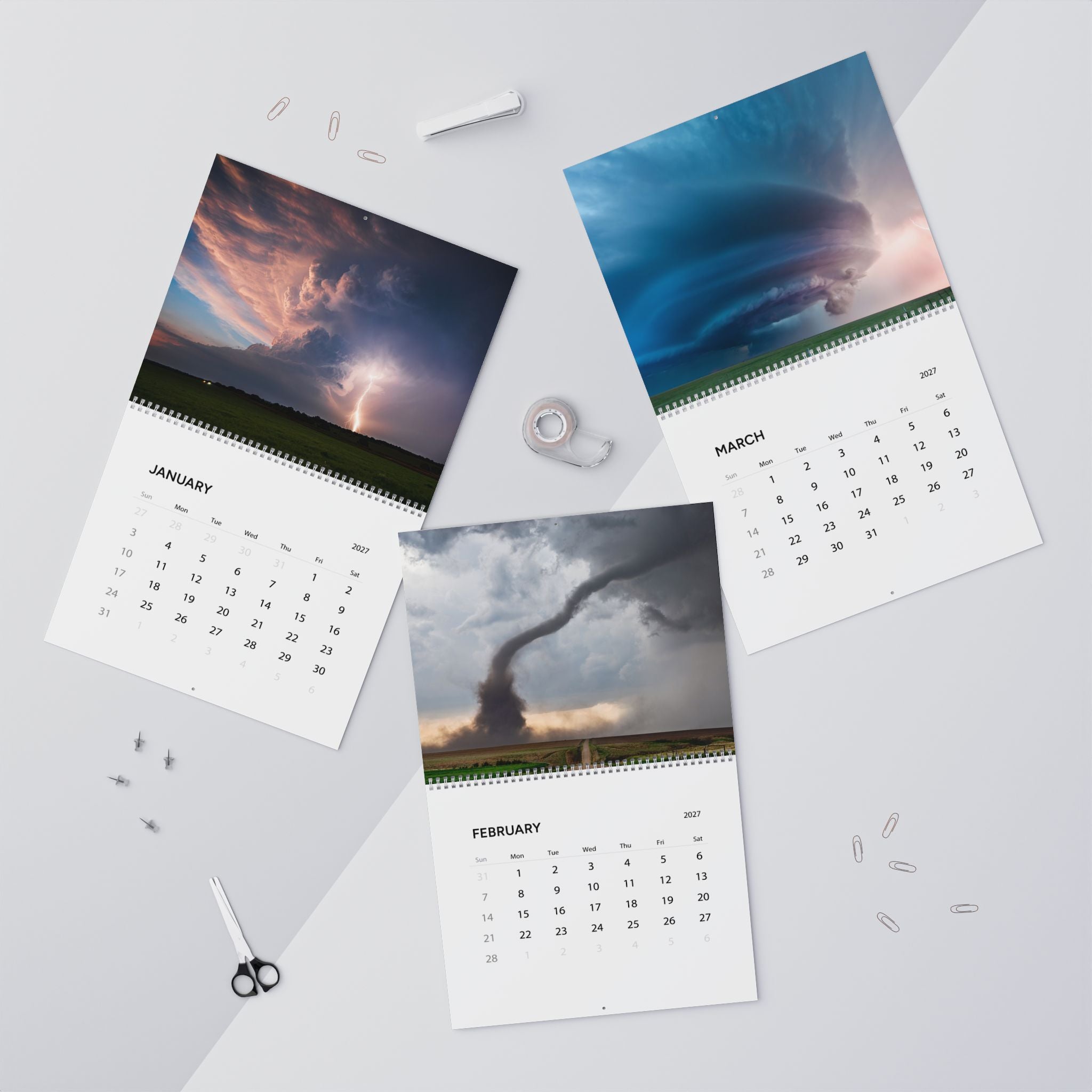 2027 Storm Artwork Wall Calendar – Dramatic Skies, Lightning & Powerful Weather Art Collection