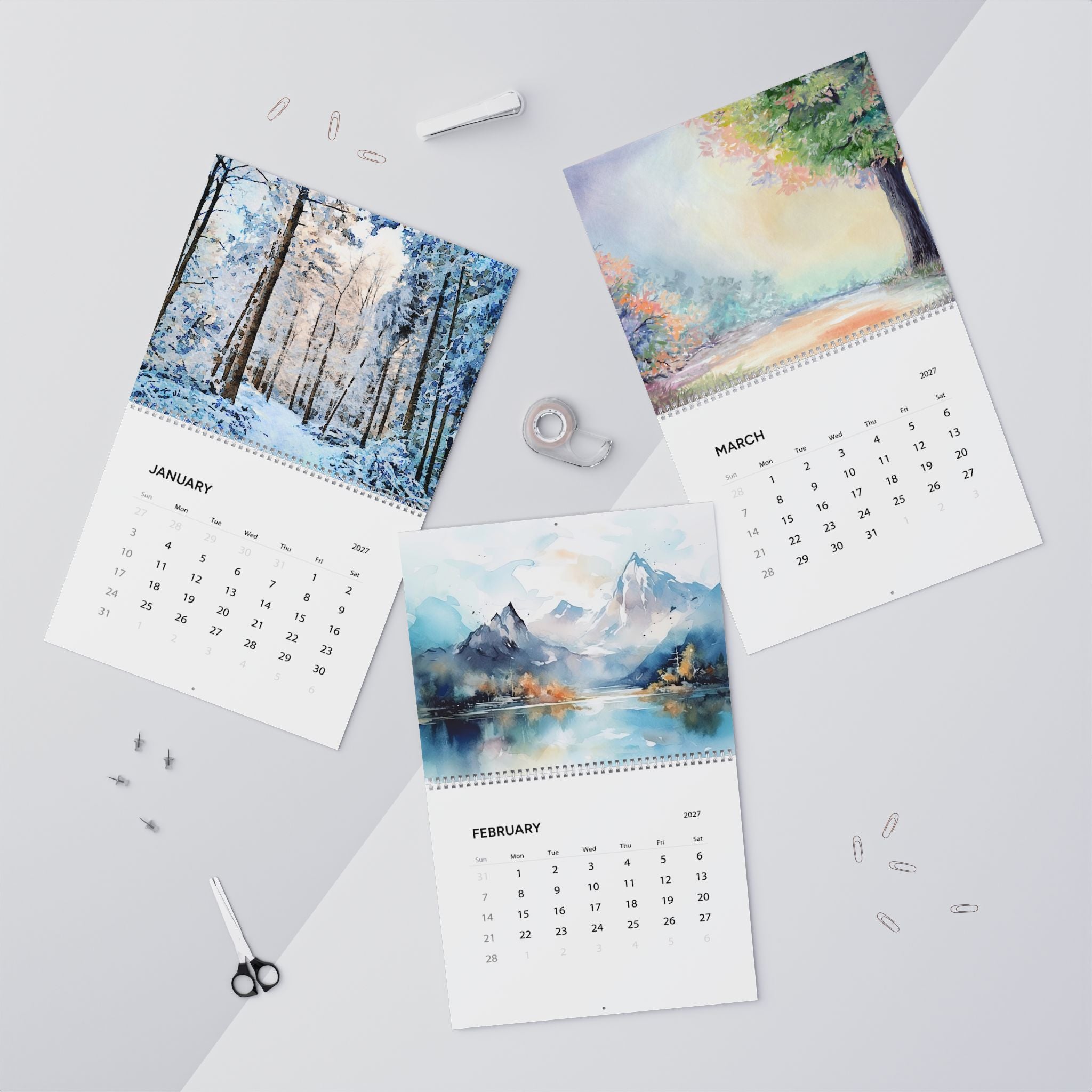 2027 Watercolor Artwork Wall Calendar – Colorful Painted Designs, Artistic Scenes & Creative Art Collection
