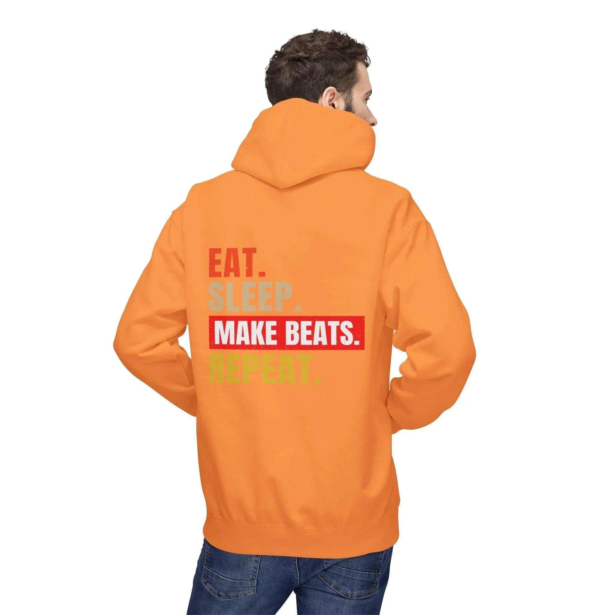 Cozy Music Producer Hoodie: 'Eat. Sleep. Make Beats. Repeat' Fleece Design