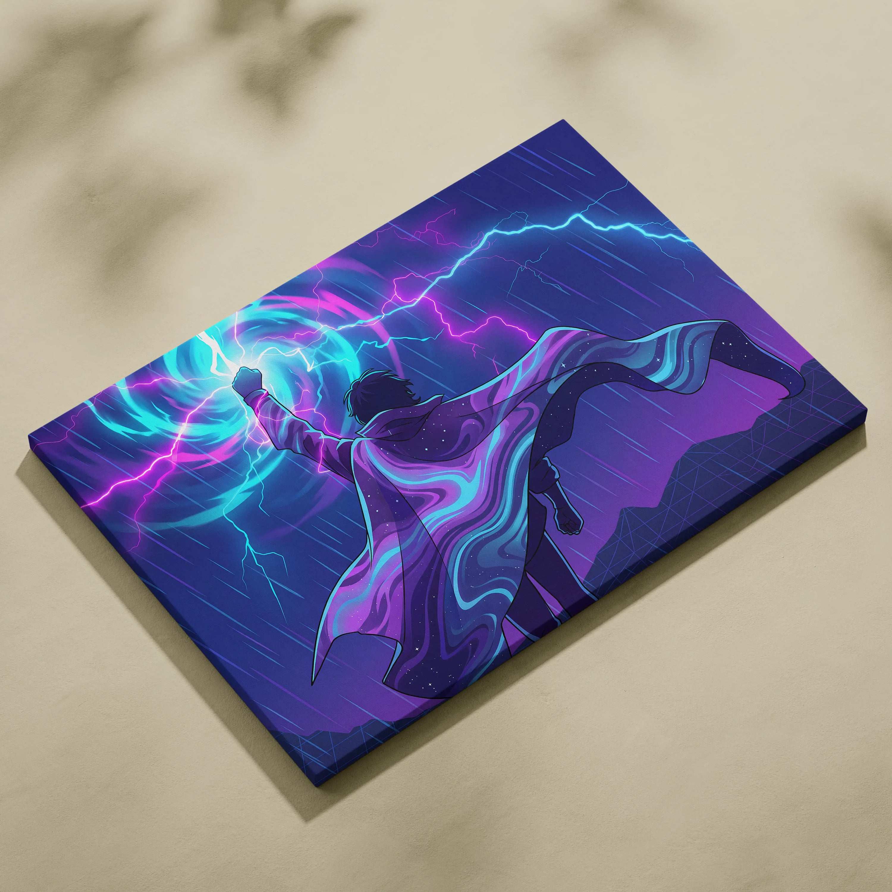 Vaporwave Dream Neon Canvas - Vaporwave Neon Blues Pink Room Retro Futurism Mystic Mood Modern Wall Art Synthwave Canvas