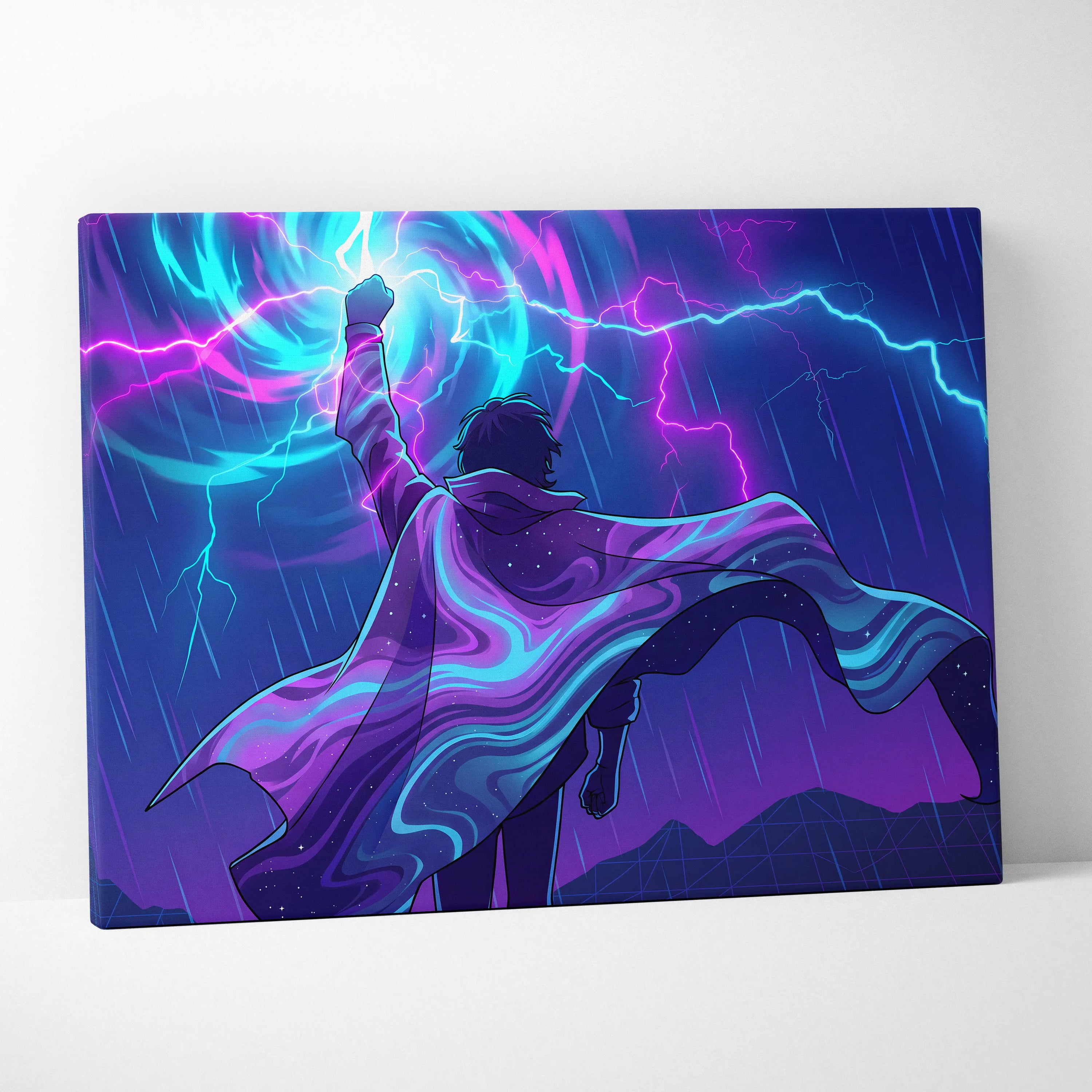 Vaporwave Dream Neon Canvas - Vaporwave Neon Blues Pink Room Retro Futurism Mystic Mood Modern Wall Art Synthwave Canvas