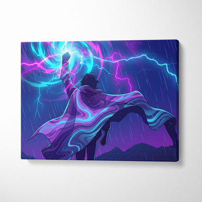 Vaporwave Dream Neon Canvas - Vaporwave Neon Blues Pink Room Retro Futurism Mystic Mood Modern Wall Art Synthwave Canvas