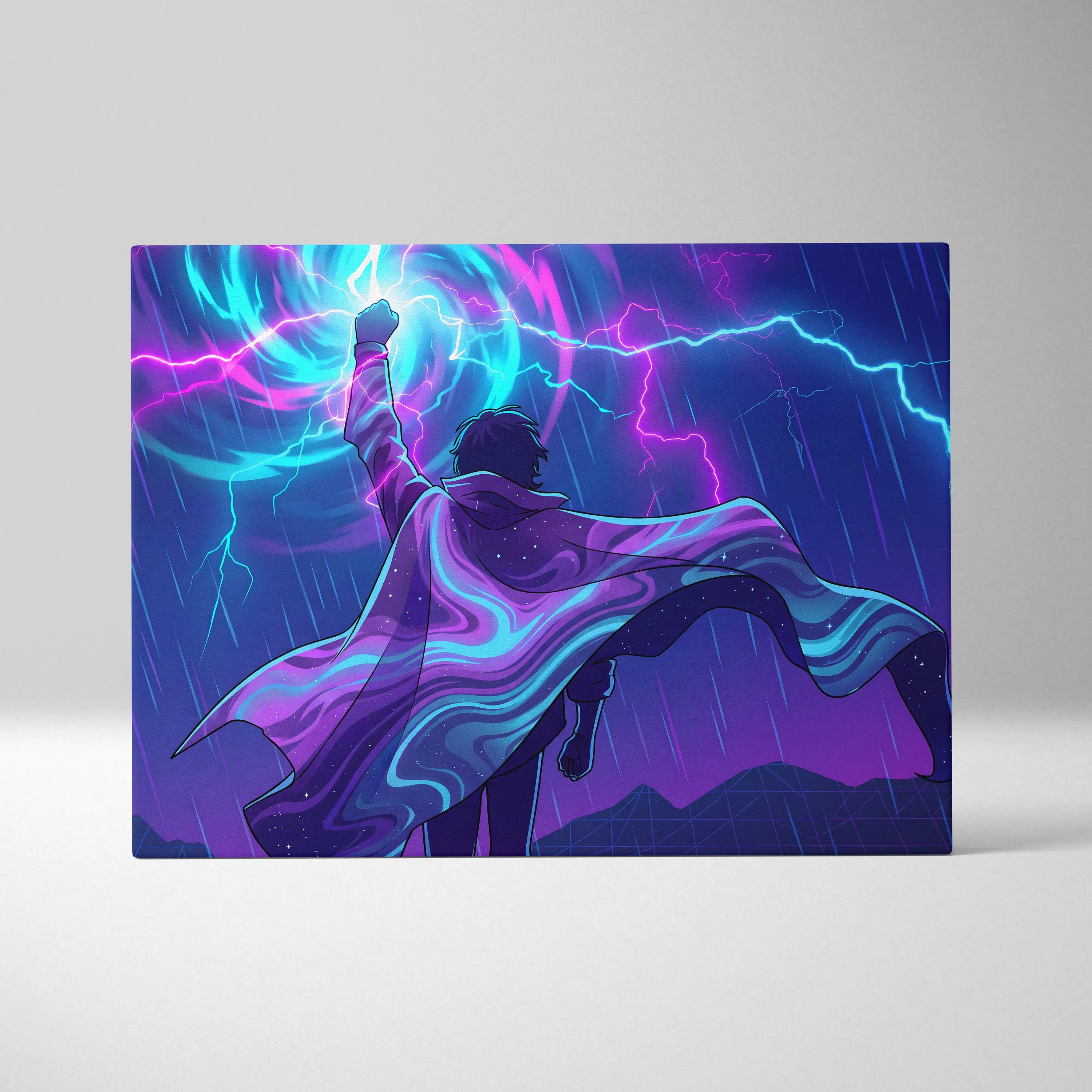 Vaporwave Dream Neon Canvas - Vaporwave Neon Blues Pink Room Retro Futurism Mystic Mood Modern Wall Art Synthwave Canvas