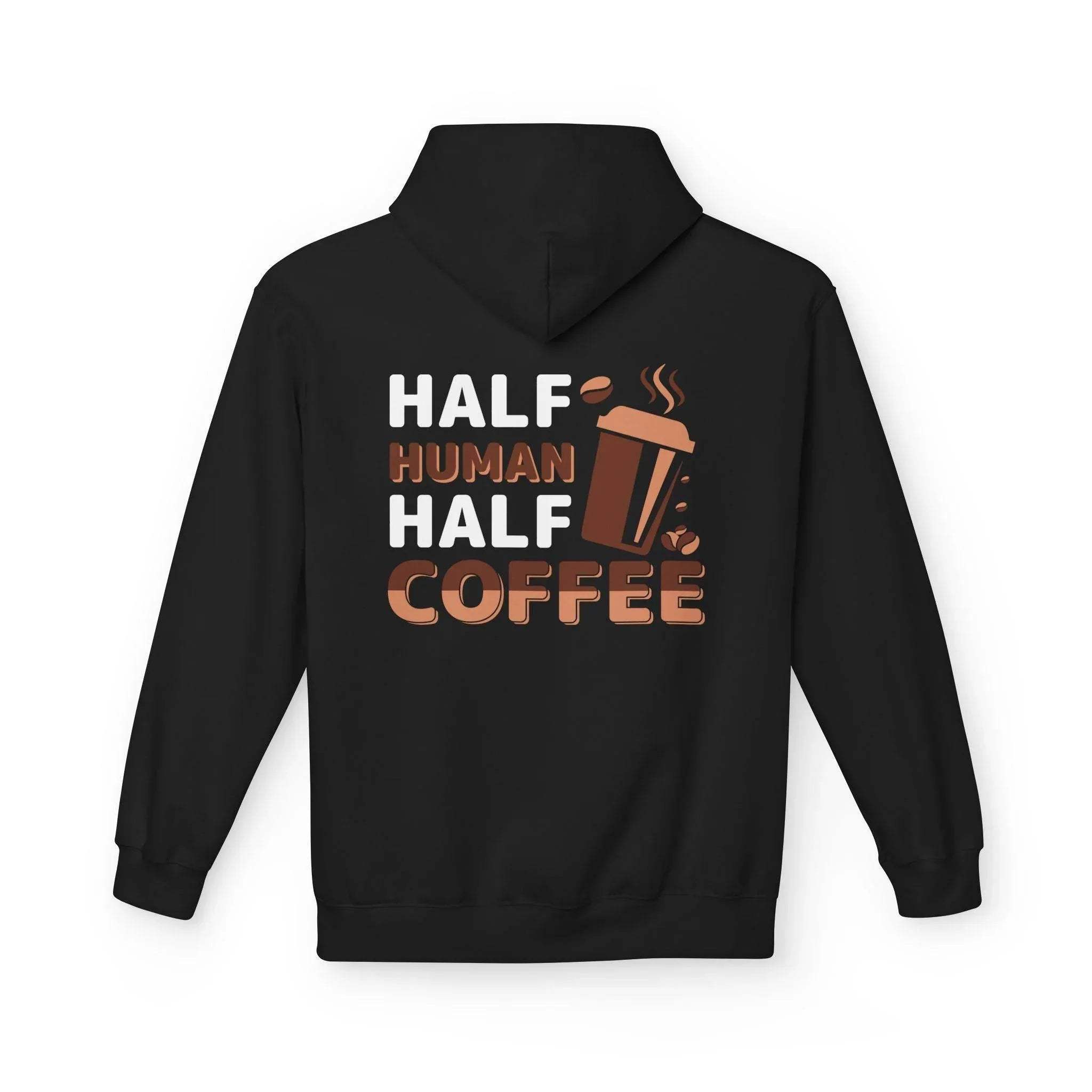 Cozy Coffee Lover's Fleece Hoodie: Half Human, Half Brewed Bliss