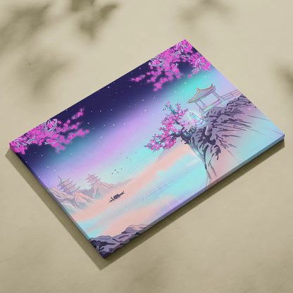 Vaporwave Fuji Dream Canvas - Mount Fuji Neon Pastels Living Room Vaporwave Dreamy Retro Pastel Wall Art Canvas