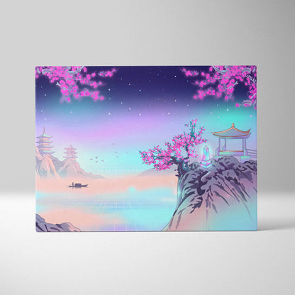 Vaporwave Fuji Dream Canvas - Mount Fuji Neon Pastels Living Room Vaporwave Dreamy Retro Pastel Wall Art Canvas