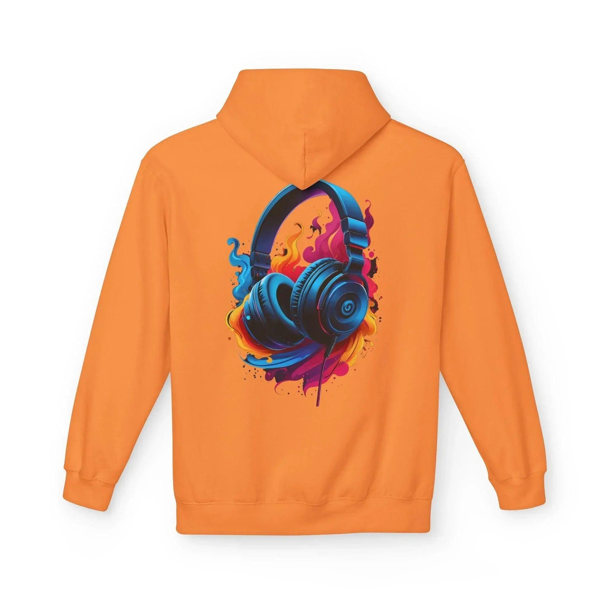 Artistic Vibes Fleece Hoodie with Headphone Design - Ultimate Comfort & Style