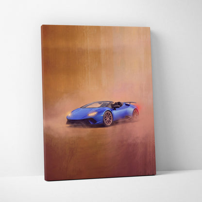 Blue Lamborghini Huracán Spyder luxury supercar convertible canvas print automotive wall art for home decor