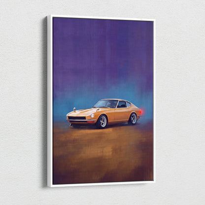 Datsun 240Z Inspired Automotive Wall Art - Classic Japanese Sports Car Canvas Painting