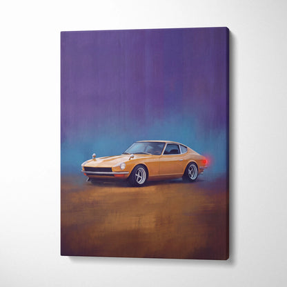 Datsun 240Z Inspired Automotive Wall Art - Classic Japanese Sports Car Canvas Painting